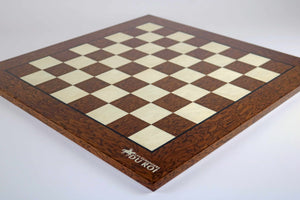 Brown lacquered chessboard in maple and stained ash