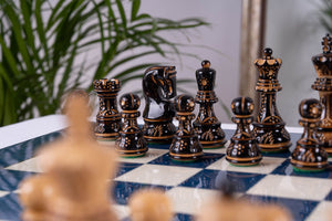 Royal Blue Chess Set <br>Crafted in Sycamore