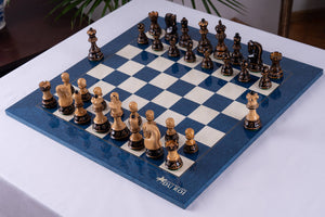 Royal Blue Chess Set <br>Crafted in Sycamore