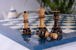 Royal Blue Chess Set <br>Crafted in Sycamore