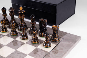 Juego de ajedrez Prestige <br>Fabricado en madera de fresno (acabado brillante)