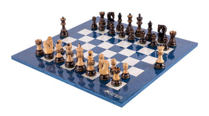 Royal Blue Chess Set <br>Crafted in Sycamore