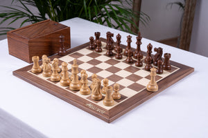 Bayard Chess Set <br>Crafted in Walnut and Maple Wood