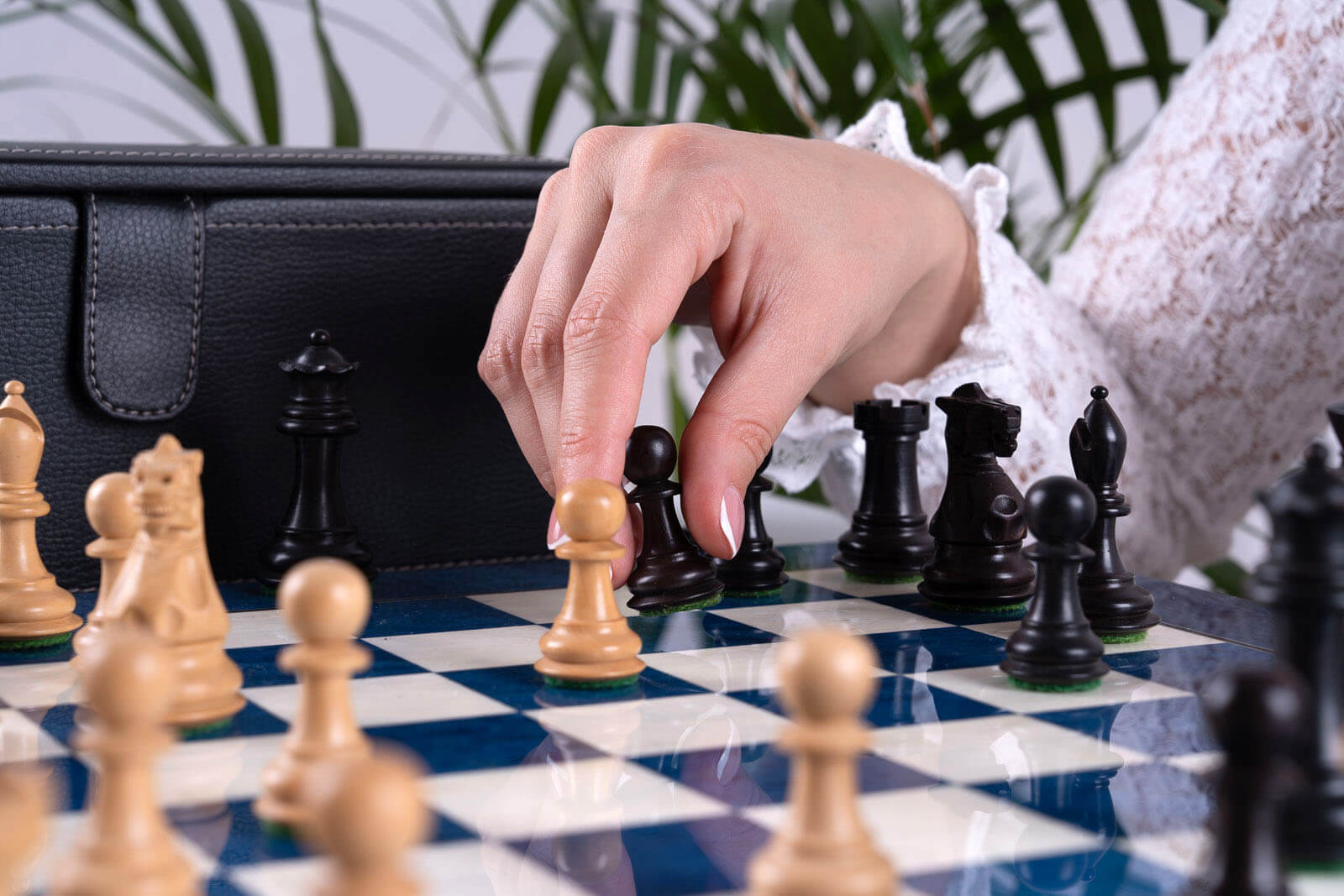 Azure Chess Set <br>in Ash and Boxwood