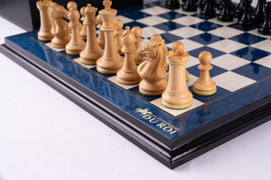 Chess Set Blue Céleste <br>in Ash Burl