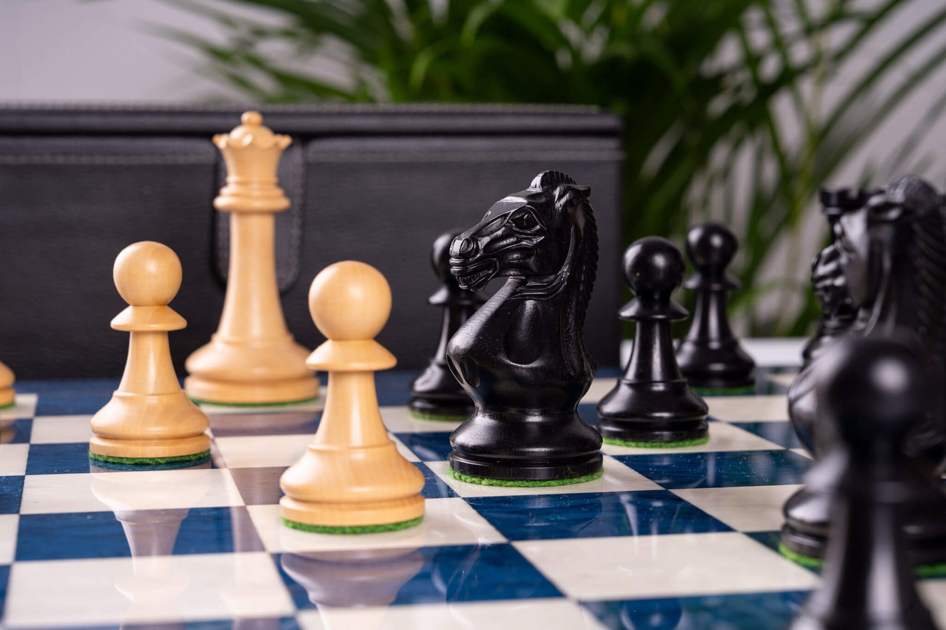 Chess Set Blue Céleste <br>in Ash Burl