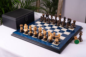 Chess Set Blue Impérial <br>in Ash Burl