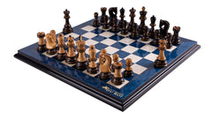 Chess Set Blue Impérial <br>in Ash Burl