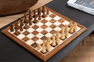 Amber Chess Set Crafted in Mahogany Wood — interior view 1