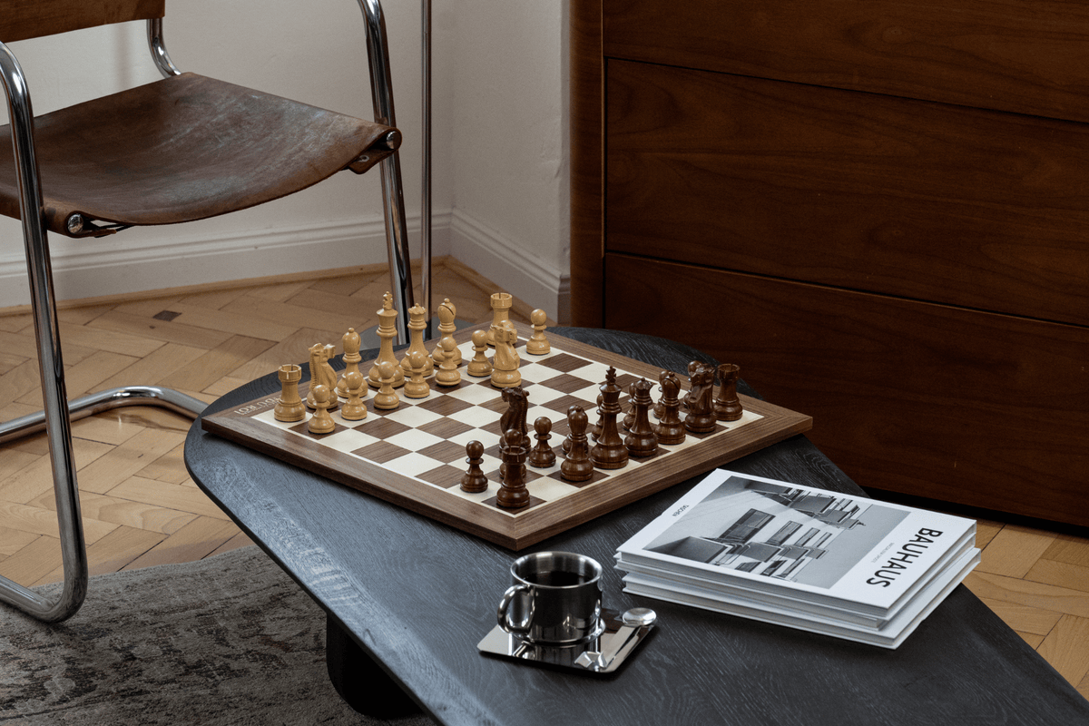 Bayard Chess Set Crafted in Walnut and Maple Wood — interior view 1