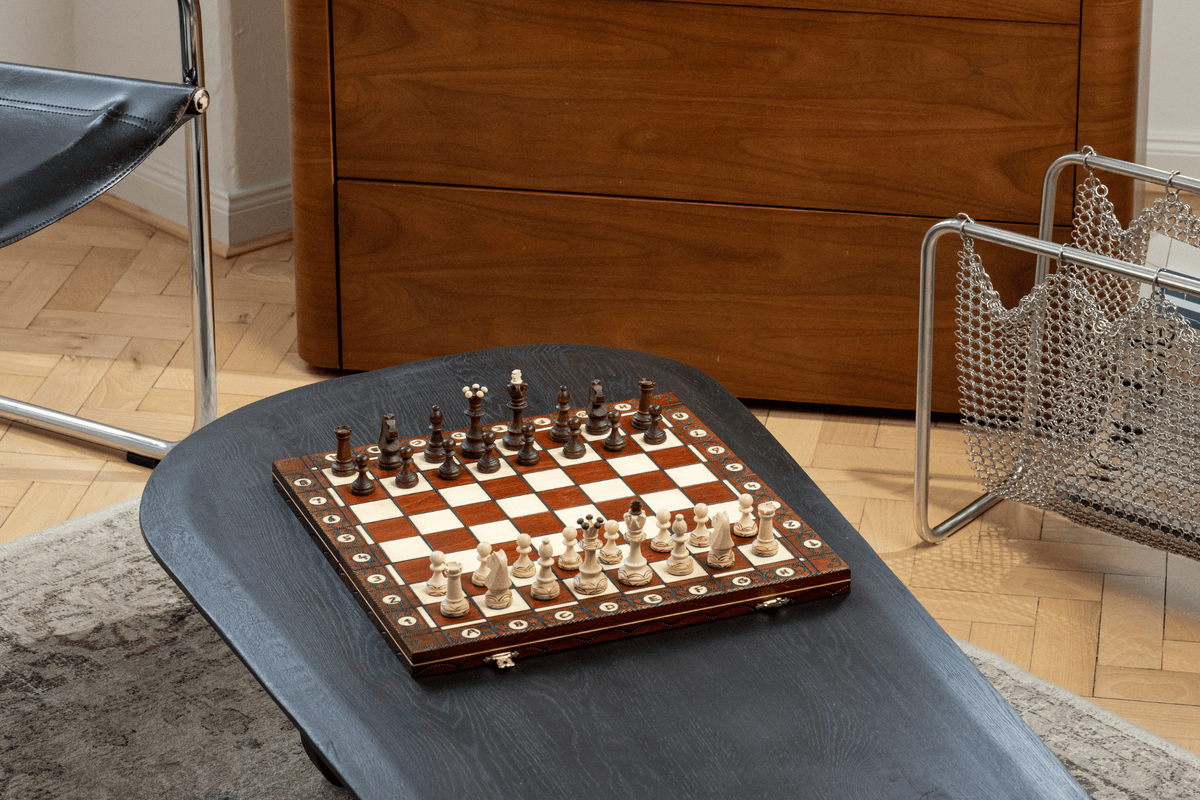 Artisanal Chess Set Crafted in Maple and Hornbeam — interior view 2