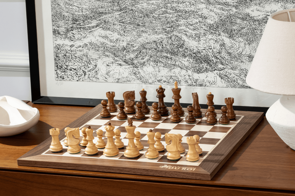 Distinction Chess Set Crafted in Maple and Walnut — interior view