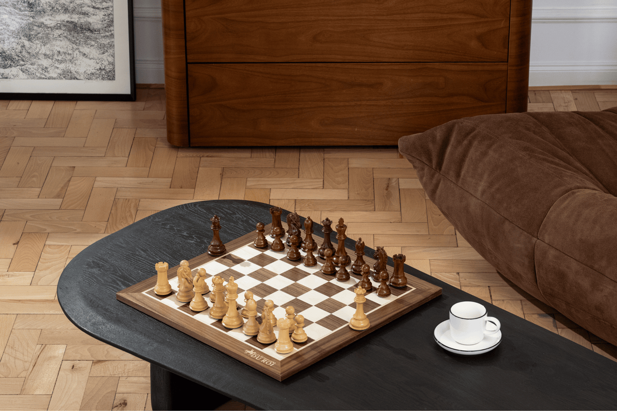 Dynasty Chess Set Crafted in Walnut Wood — interior view