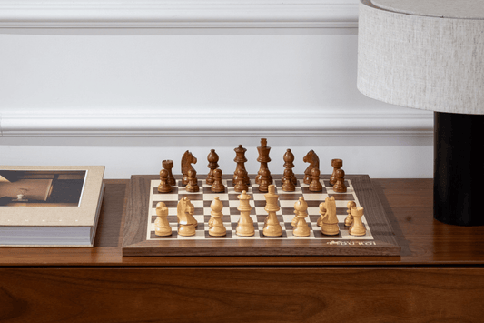 Eminence Chess Set Crafted in Walnut and Maple — interior view