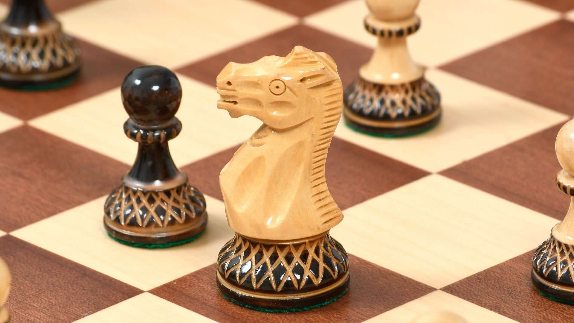 'Bourgeois' Chess Set <br>Crafted in Burnt Boxwood