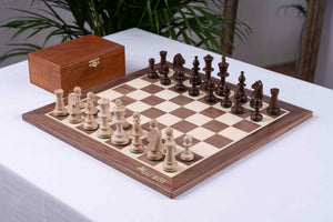 Royal Chess Set Crafted <br>in Maple and Walnut Wood
