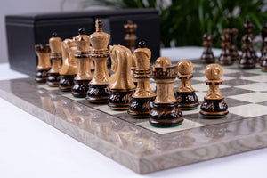 Juego de ajedrez Prestige <br>Fabricado en madera de fresno (acabado brillante)