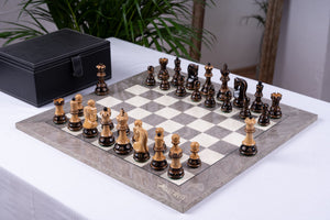 Juego de ajedrez Prestige <br>Fabricado en madera de fresno (acabado brillante)