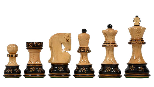 Ornate Chess Pieces <br>Crafted in Burnt Boxwood