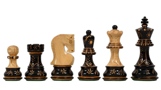 Ornate Chess Pieces <br>Crafted in Burnt Boxwood