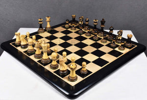Handcrafted Chess Pieces<br> in Burnt Boxwood