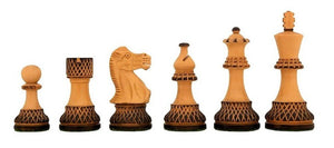 Handcrafted Chess Pieces<br> in Burnt Boxwood
