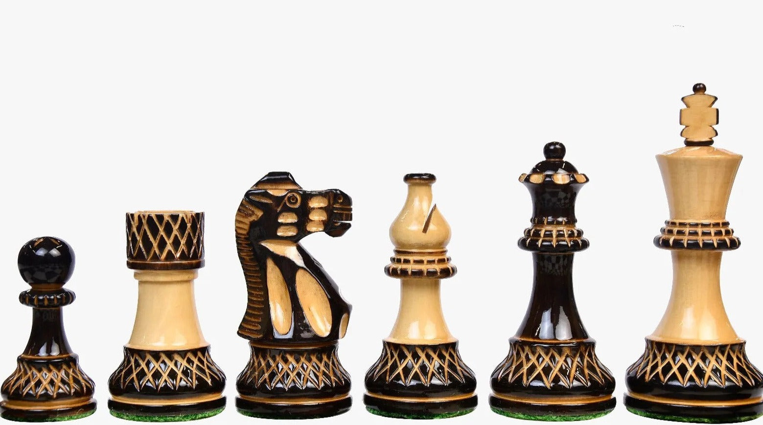 'Heritage' Chess Pieces <br>Crafted in Burnt Boxwood