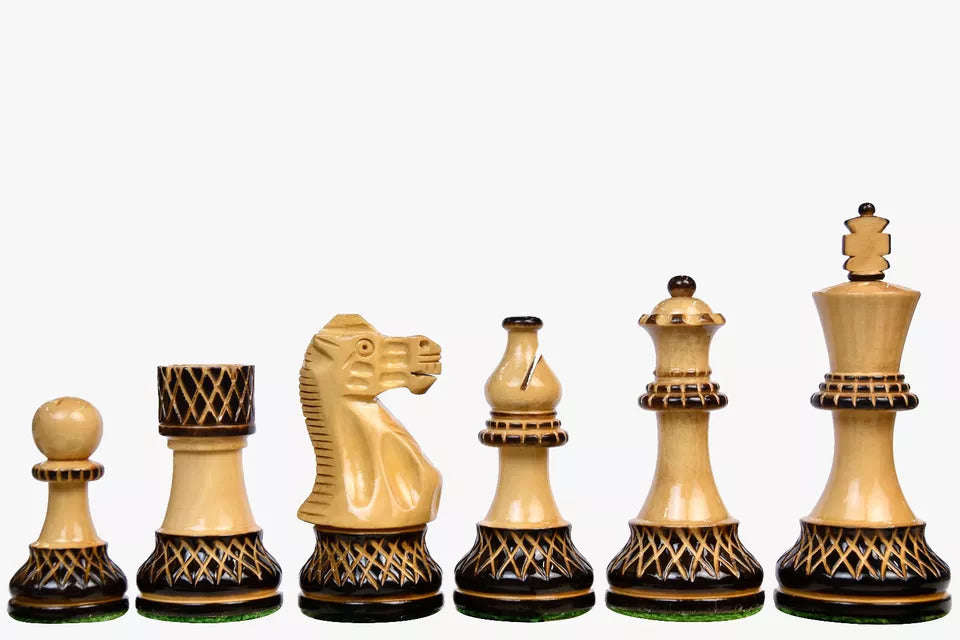 'Heritage' Chess Pieces <br>Crafted in Burnt Boxwood