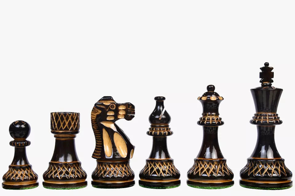 'Heritage' Chess Pieces <br>Crafted in Burnt Boxwood