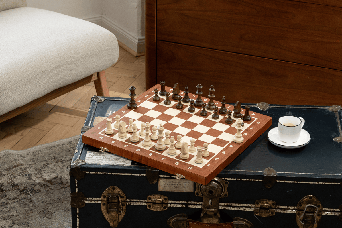 Tournament Chess Set Crafted in Mahogany — interior view
